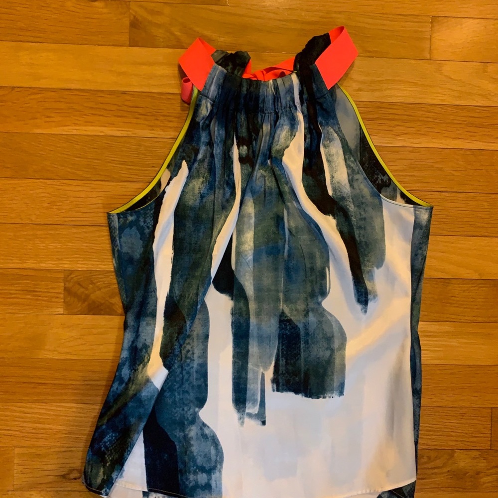 TTahari Snakeskin print satin halter top: size xs